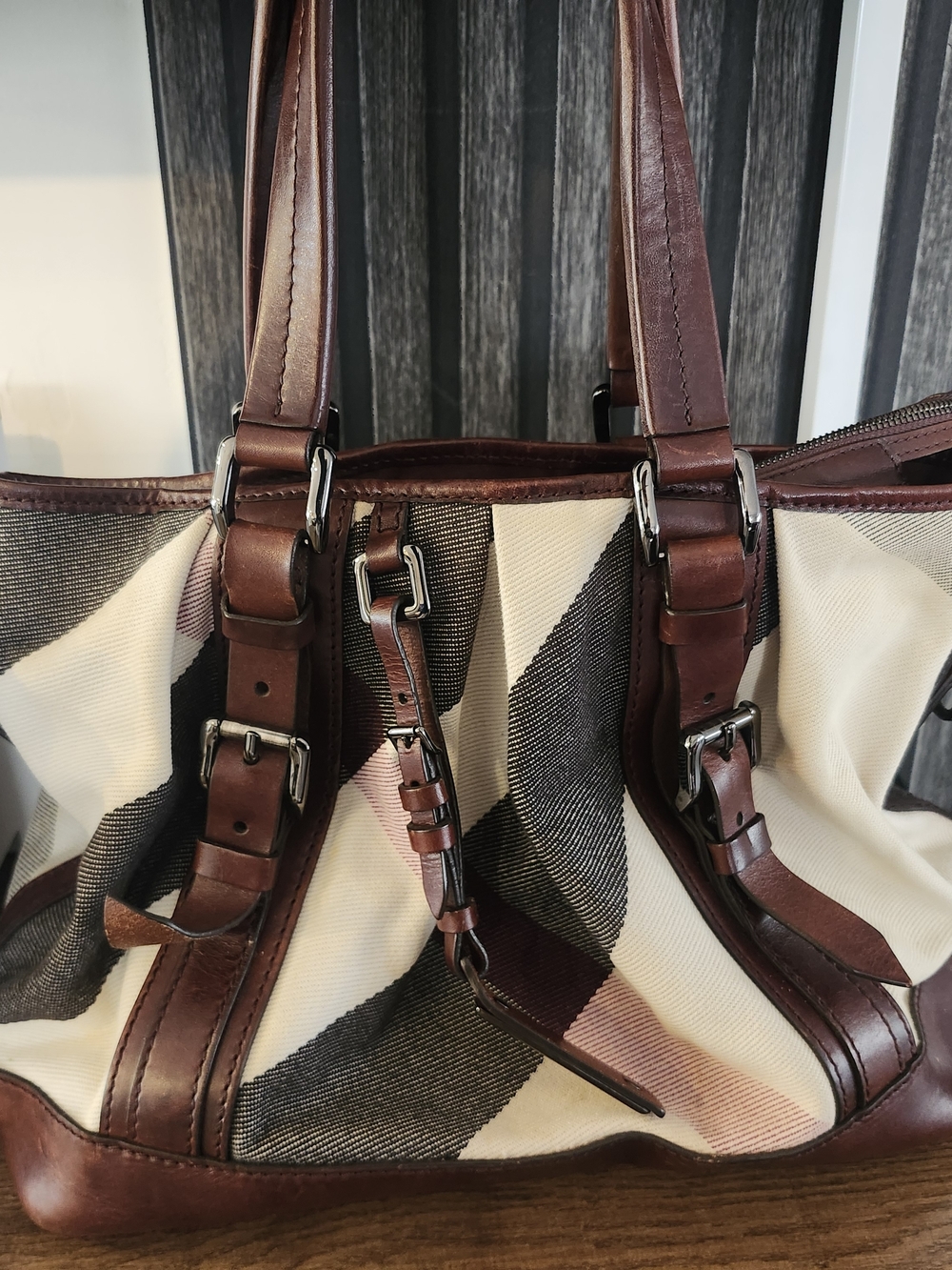 Burberry Brown Mega Check Canvas Lowry Tote Bag